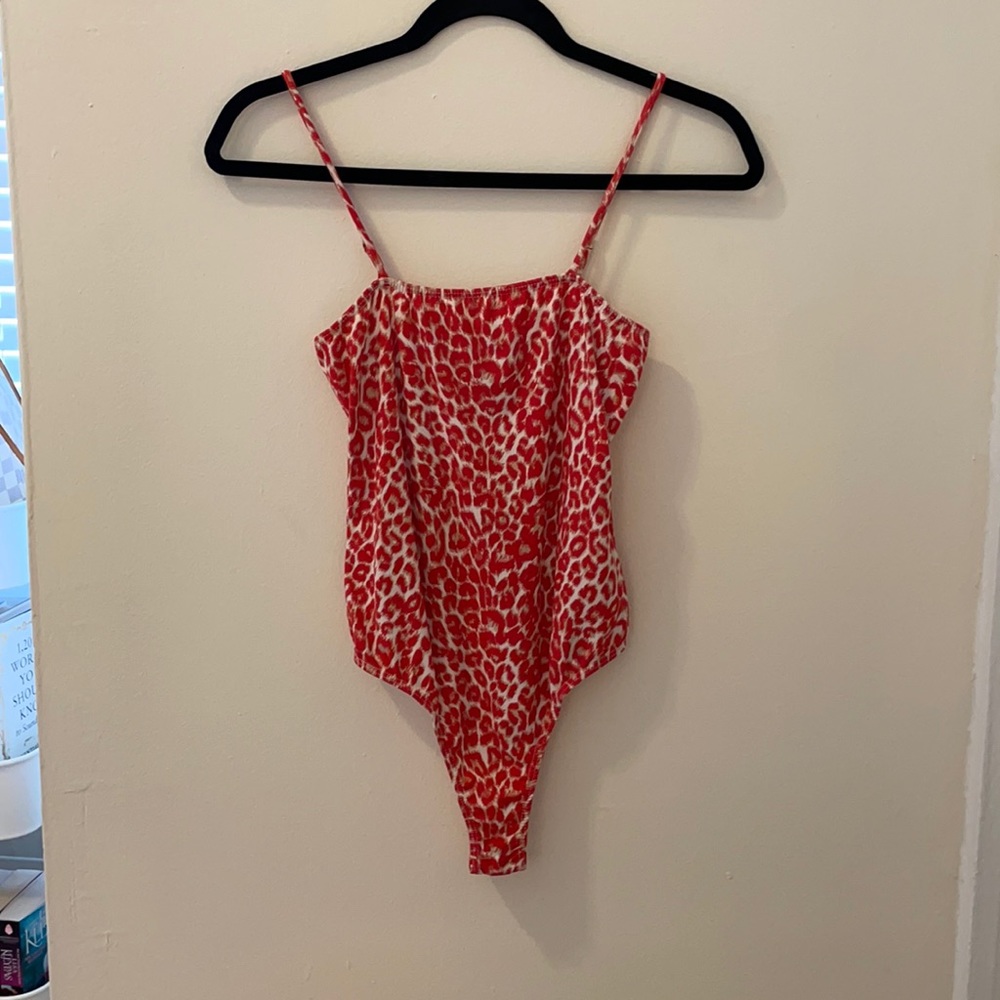 Red Leopard Print Bodysuit